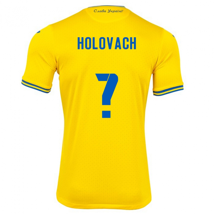 Hombre Camiseta Ucrania Viktoriya Holovach #0 Amarillo 1ª Equipación 24-26 La Camisa Chile