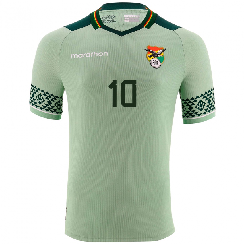 Hombre Camiseta Bolivia Leonardo Viviani #10 Verde Claro 1ª Equipación 24-26 La Camisa Chile