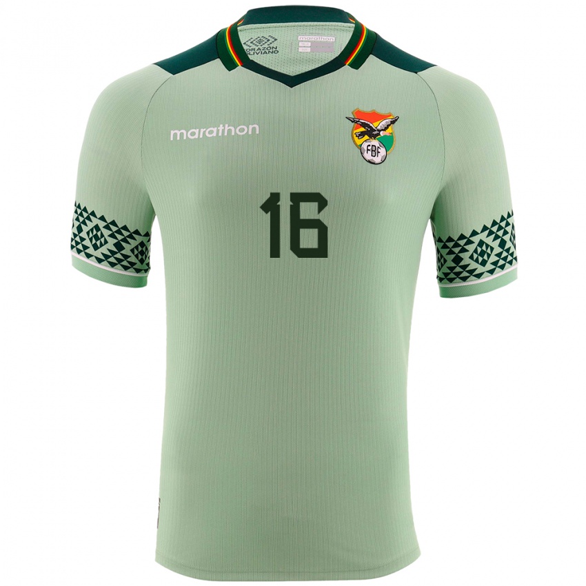 Hombre Camiseta Bolivia Boris Céspedes #16 Verde Claro 1ª Equipación 24-26 La Camisa Chile