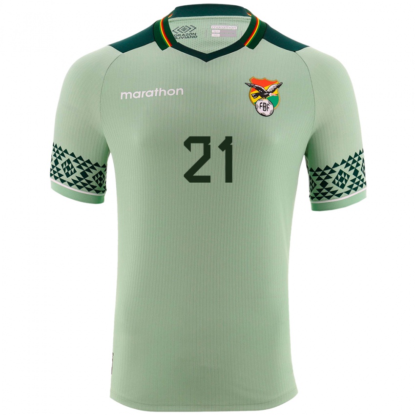 Hombre Camiseta Bolivia Luis Paz #21 Verde Claro 1ª Equipación 24-26 La Camisa Chile