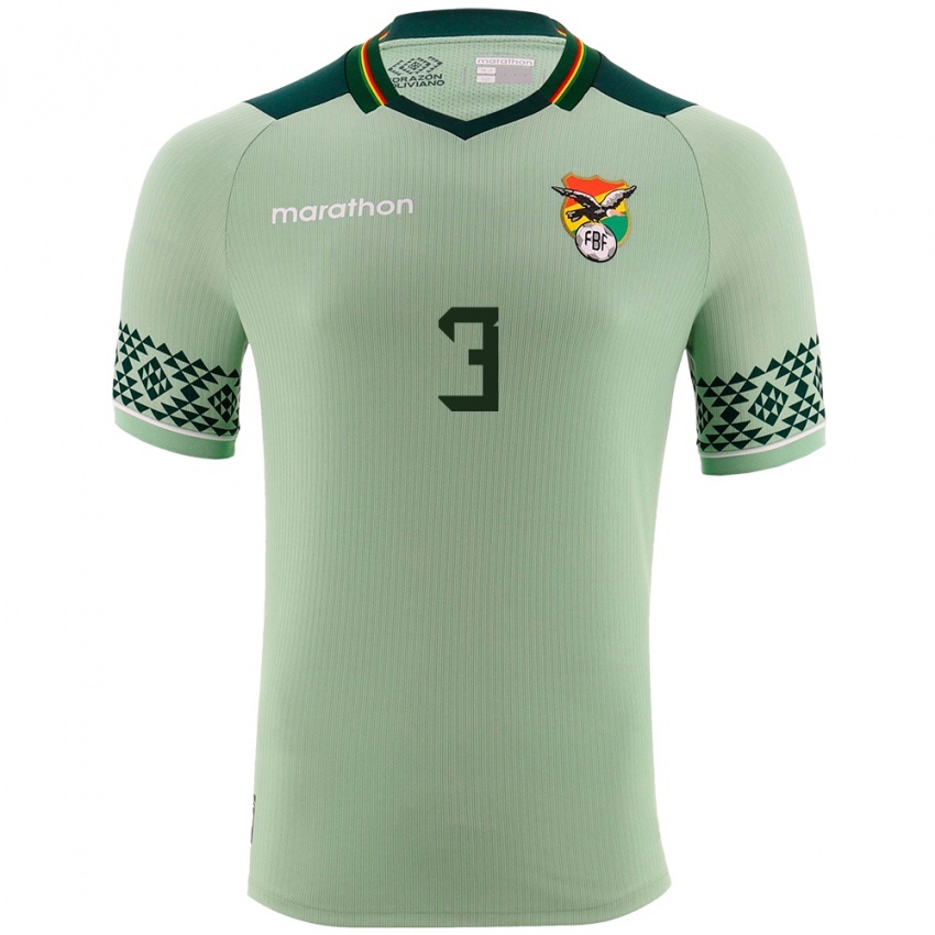 Hombre Camiseta Bolivia Iván Molina #3 Verde Claro 1ª Equipación 24-26 La Camisa Chile