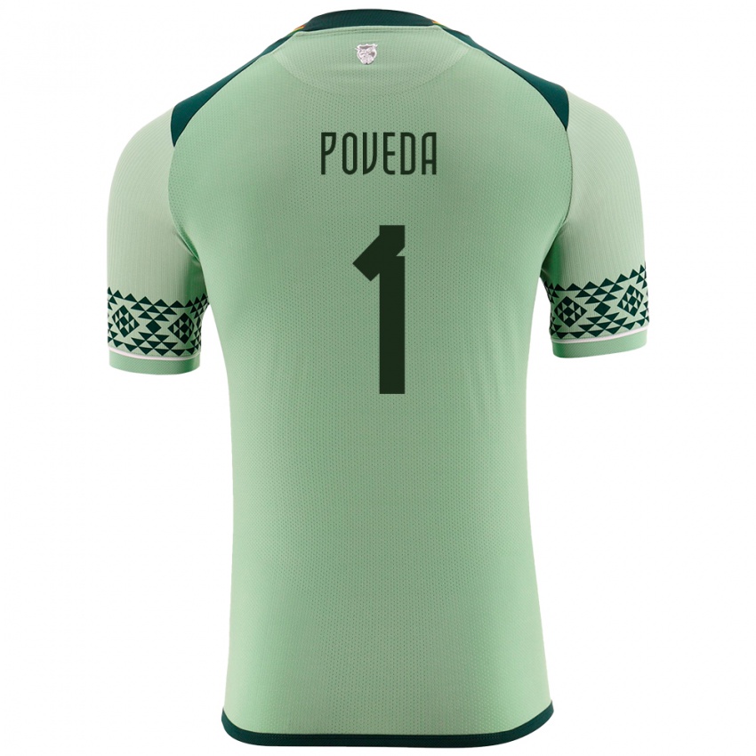 Hombre Camiseta Bolivia Bruno Poveda #1 Verde Claro 1ª Equipación 24-26 La Camisa Chile
