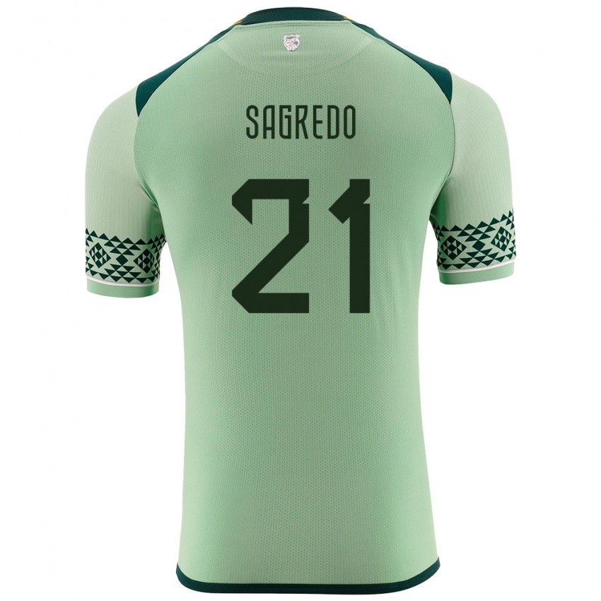 Hombre Camiseta Bolivia José Sagredo #21 Verde Claro 1ª Equipación 24-26 La Camisa Chile