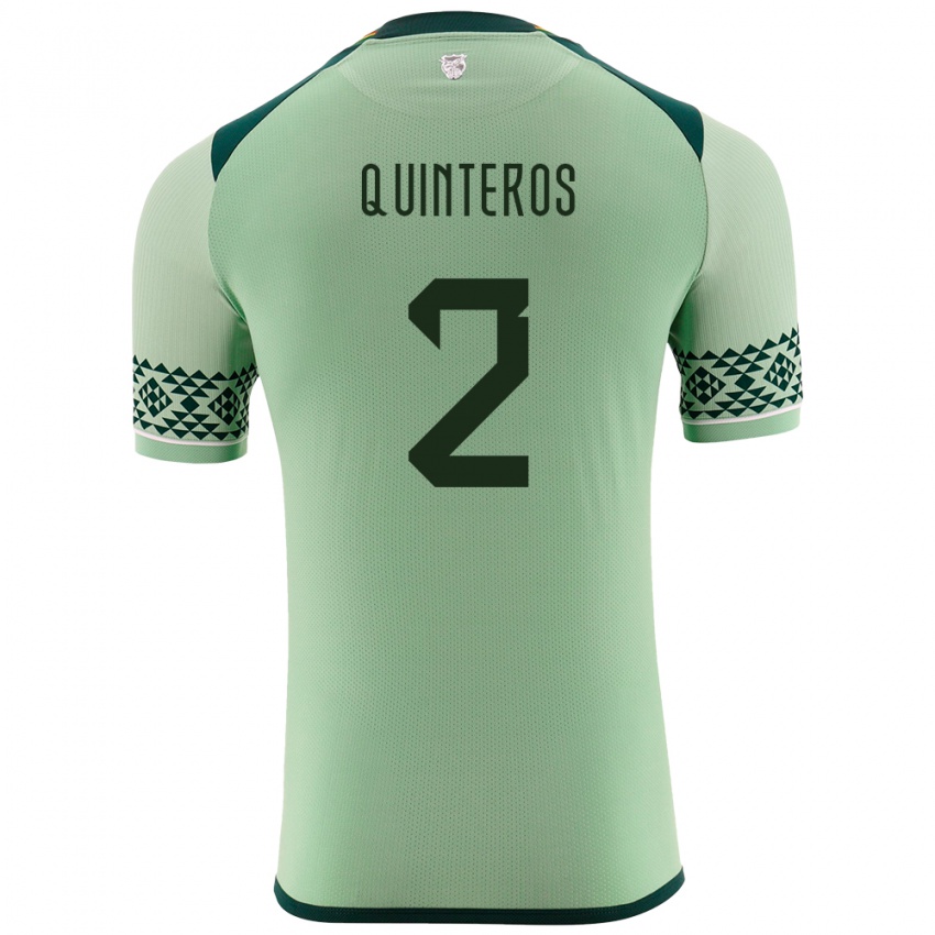 Hombre Camiseta Bolivia Jairo Quinteros #2 Verde Claro 1ª Equipación 24-26 La Camisa Chile