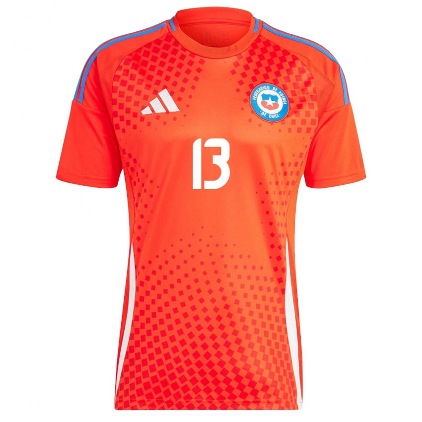 Hombre Camiseta Chile Daniel Gutiérrez #13 Rojo 1ª Equipación 24-26 La Camisa Chile