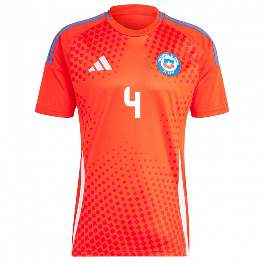 Hombre Camiseta Chile Karen Fuentes #4 Rojo 1ª Equipación 24-26 La Camisa Chile