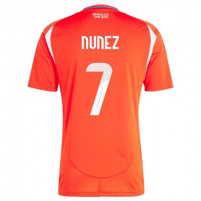 Hombre Camiseta Chile Marcelino Núñez #7 Rojo 1ª Equipación 24-26 La Camisa Chile