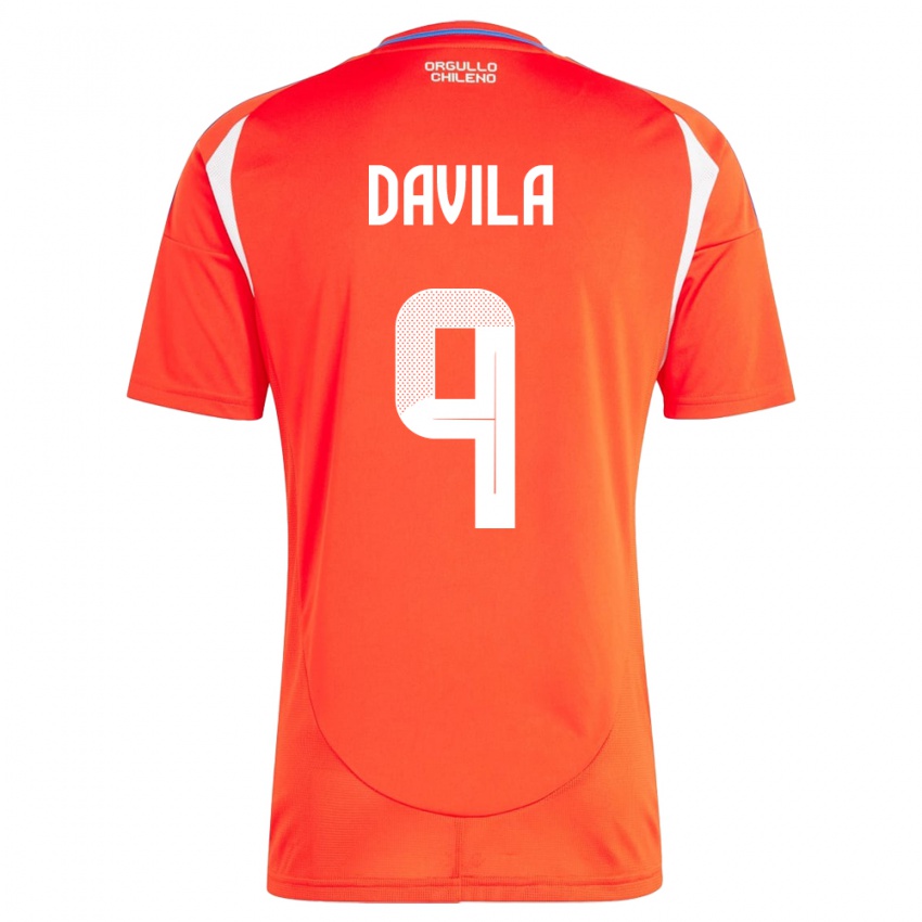 Hombre Camiseta Chile Víctor Dávila #9 Rojo 1ª Equipación 24-26 La Camisa Chile