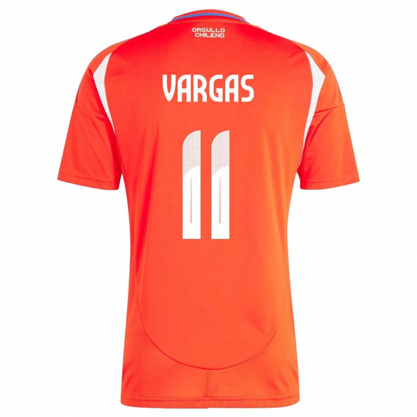 Hombre Camiseta Chile Eduardo Vargas #11 Rojo 1ª Equipación 24-26 La Camisa Chile