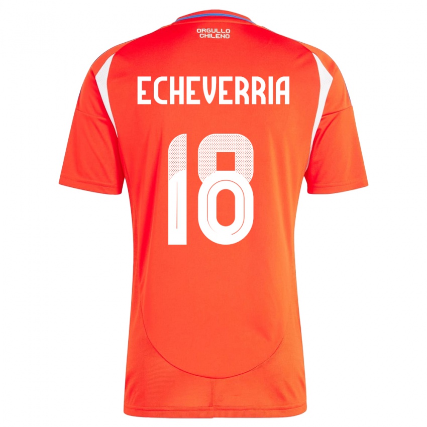 Hombre Camiseta Chile Rodrigo Echeverría #18 Rojo 1ª Equipación 24-26 La Camisa Chile