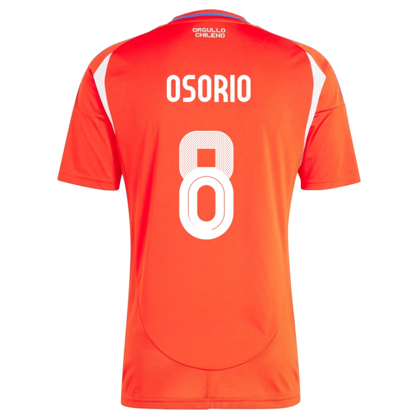 Hombre Camiseta Chile Darío Osorio #8 Rojo 1ª Equipación 24-26 La Camisa Chile