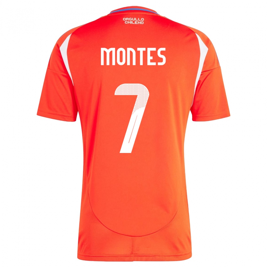 Hombre Camiseta Chile Clemente Montes #7 Rojo 1ª Equipación 24-26 La Camisa Chile