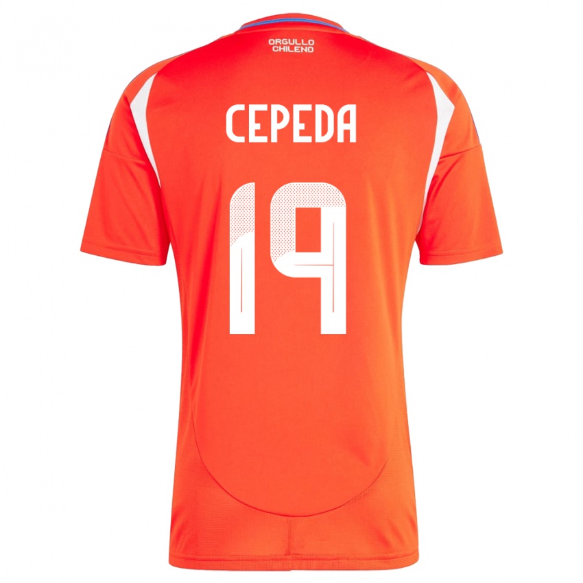 Hombre Camiseta Chile Lucas Cepeda #19 Rojo 1ª Equipación 24-26 La Camisa Chile