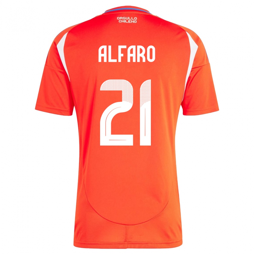 Hombre Camiseta Chile Julián Alfaro #21 Rojo 1ª Equipación 24-26 La Camisa Chile