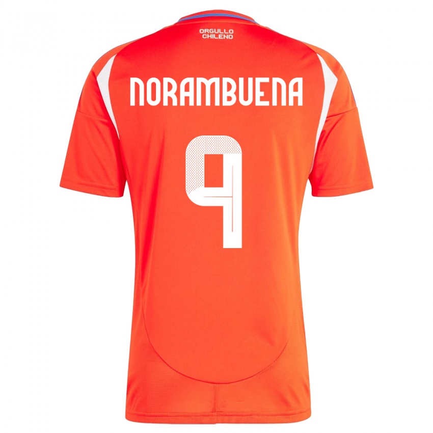 Hombre Camiseta Chile Gabriel Norambuena #9 Rojo 1ª Equipación 24-26 La Camisa Chile