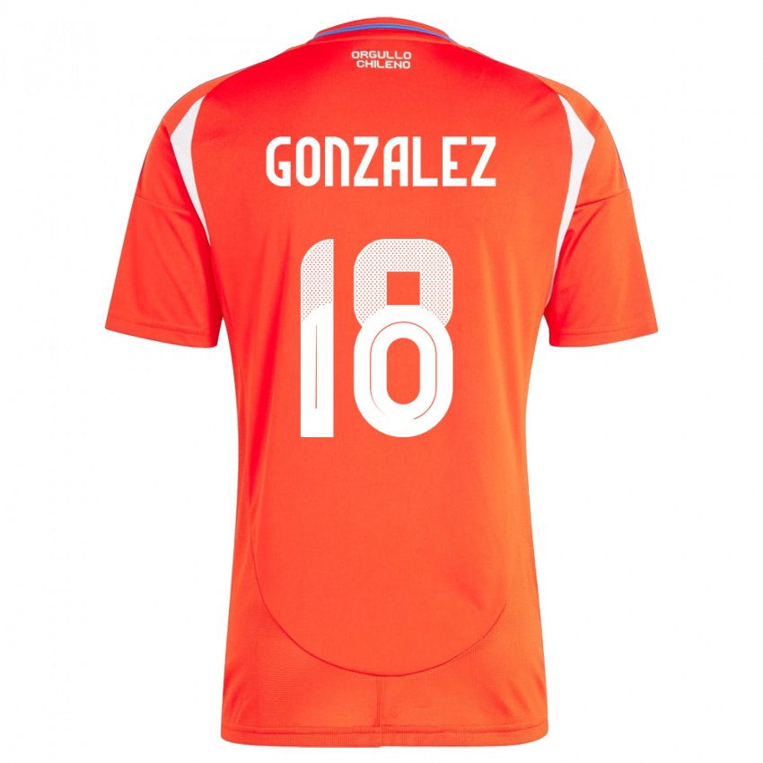 Hombre Camiseta Chile Bryan González #18 Rojo 1ª Equipación 24-26 La Camisa Chile