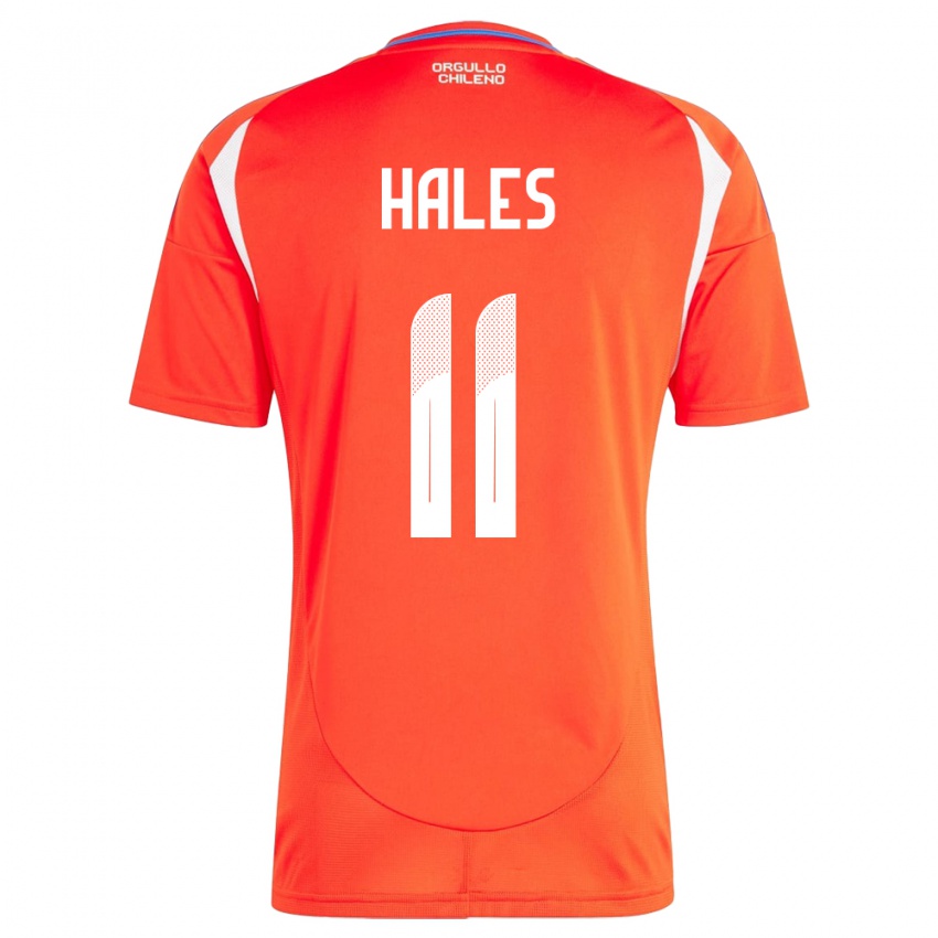 Hombre Camiseta Chile Alejandro Hales #11 Rojo 1ª Equipación 24-26 La Camisa Chile