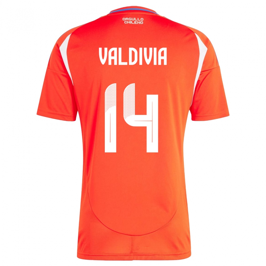 Hombre Camiseta Chile Felipe Valdivia #14 Rojo 1ª Equipación 24-26 La Camisa Chile