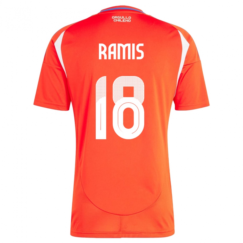 Hombre Camiseta Chile Oliver Ramis #18 Rojo 1ª Equipación 24-26 La Camisa Chile