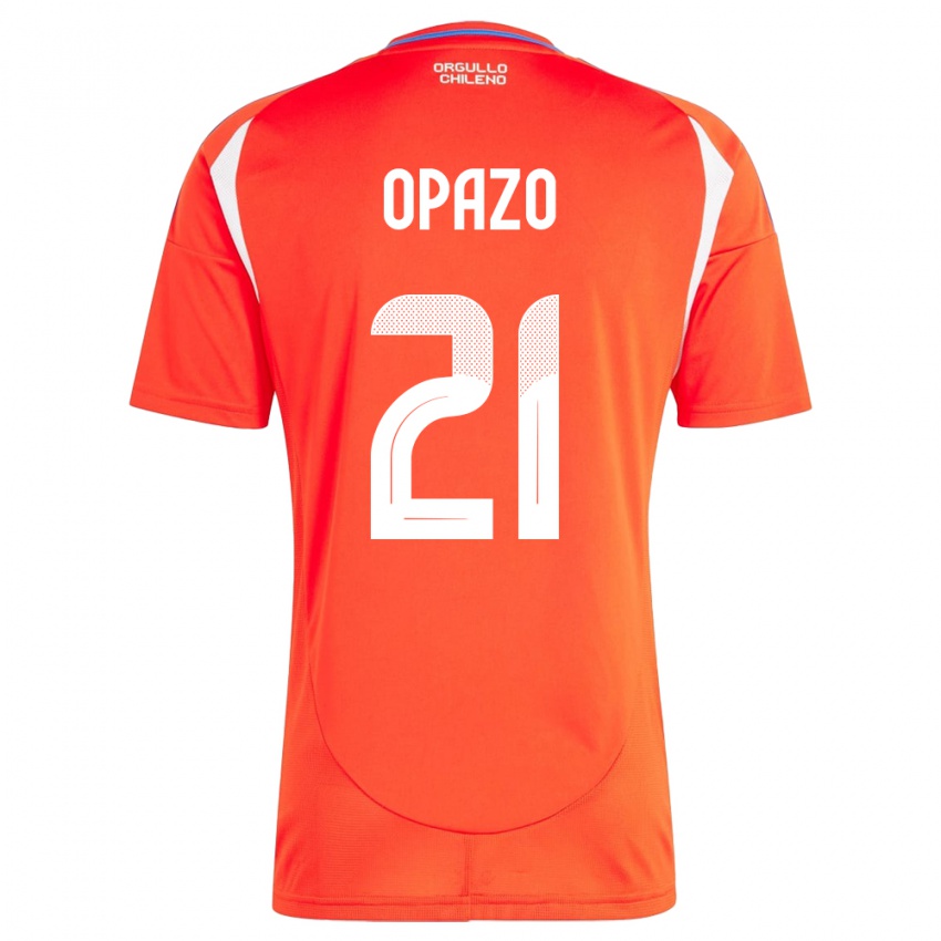 Hombre Camiseta Chile Diego Opazo #21 Rojo 1ª Equipación 24-26 La Camisa Chile