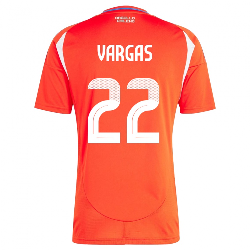 Hombre Camiseta Chile Diego Vargas #22 Rojo 1ª Equipación 24-26 La Camisa Chile