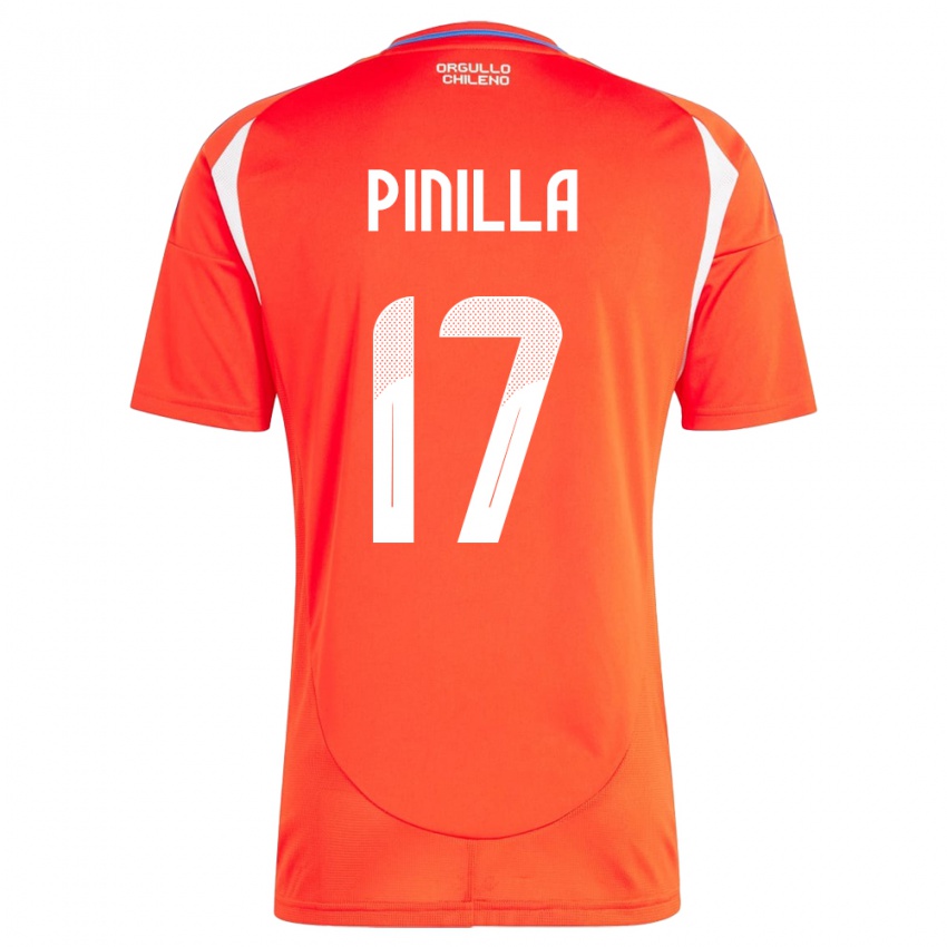 Hombre Camiseta Chile Fernanda Pinilla #17 Rojo 1ª Equipación 24-26 La Camisa Chile