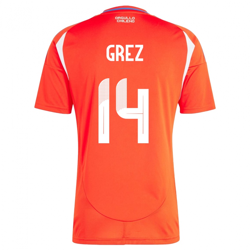 Hombre Camiseta Chile Javiera Grez #14 Rojo 1ª Equipación 24-26 La Camisa Chile