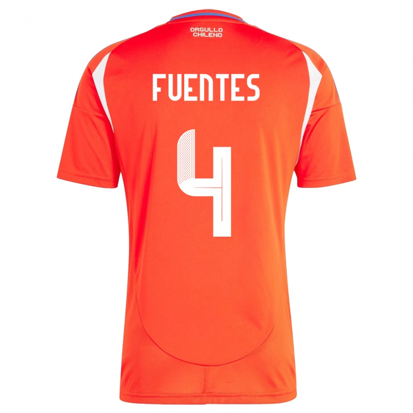 Hombre Camiseta Chile Karen Fuentes #4 Rojo 1ª Equipación 24-26 La Camisa Chile