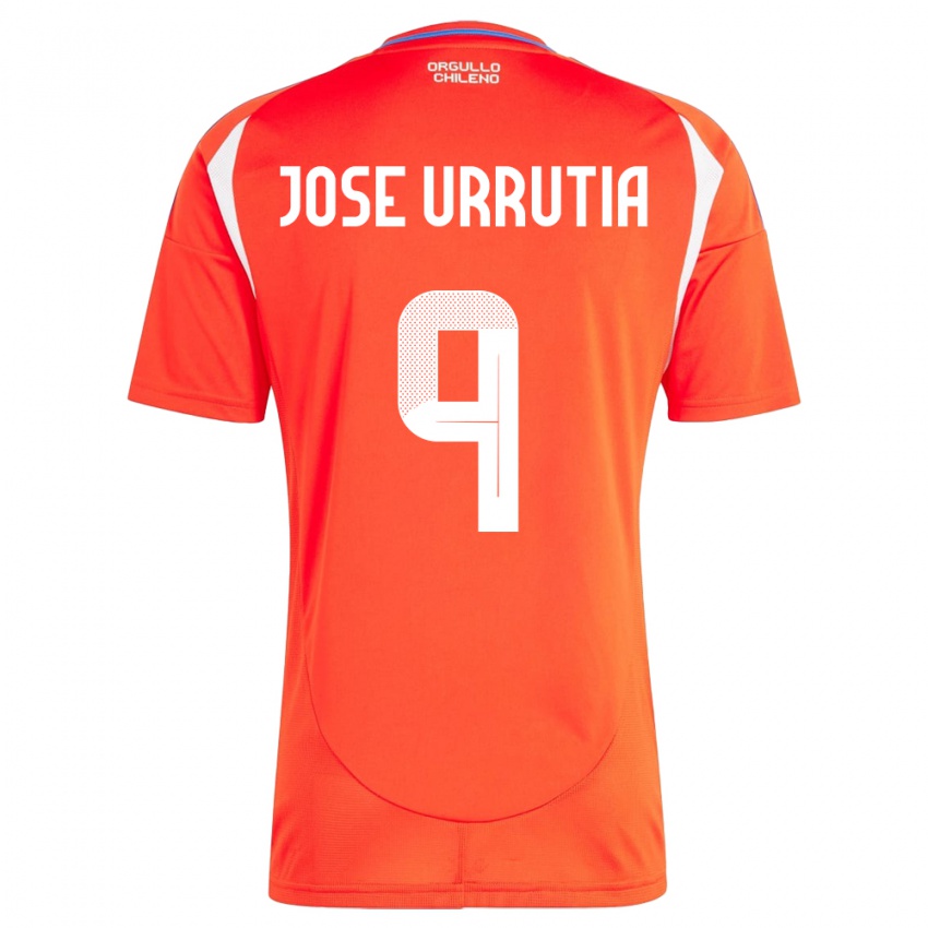 Hombre Camiseta Chile María José Urrutia #9 Rojo 1ª Equipación 24-26 La Camisa Chile