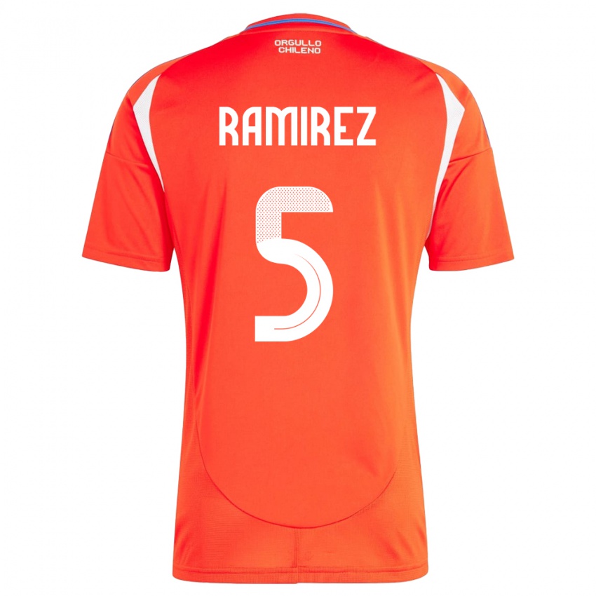 Hombre Camiseta Chile Fernanda Ramírez #5 Rojo 1ª Equipación 24-26 La Camisa Chile