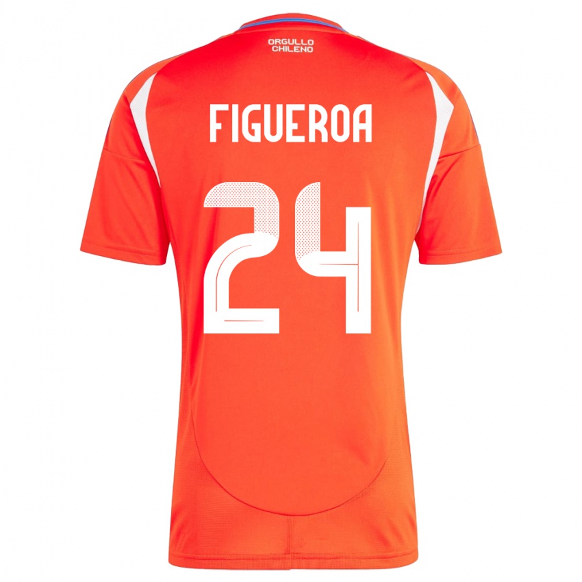 Hombre Camiseta Chile Ámbar Figueroa #24 Rojo 1ª Equipación 24-26 La Camisa Chile