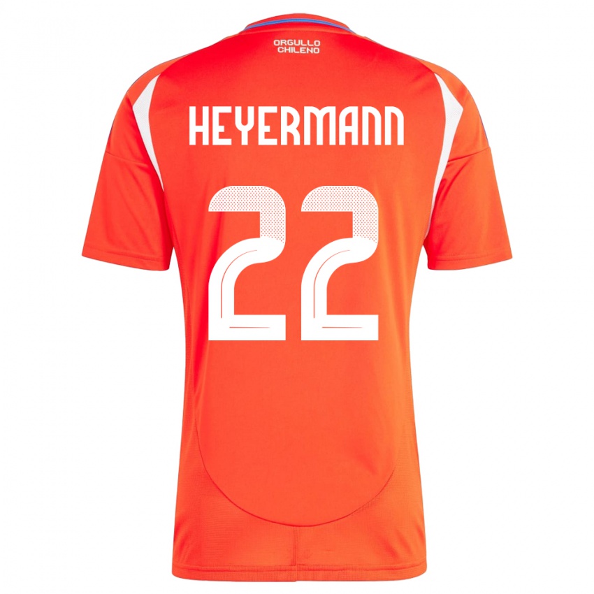 Hombre Camiseta Chile Agustina Heyermann #22 Rojo 1ª Equipación 24-26 La Camisa Chile