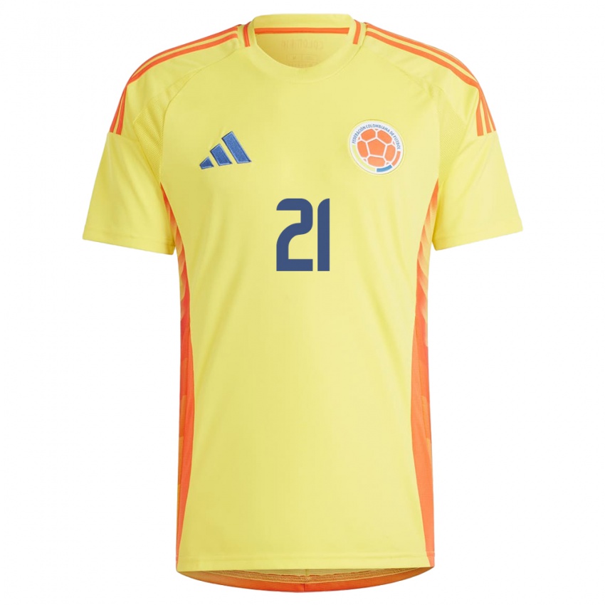 Hombre Camiseta Colombia Samuel Velásquez #21 Amarillo 1ª Equipación 24-26 La Camisa Chile