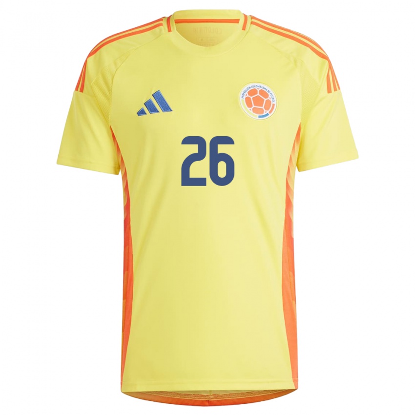 Hombre Camiseta Colombia Gustavo Puerta #26 Amarillo 1ª Equipación 24-26 La Camisa Chile