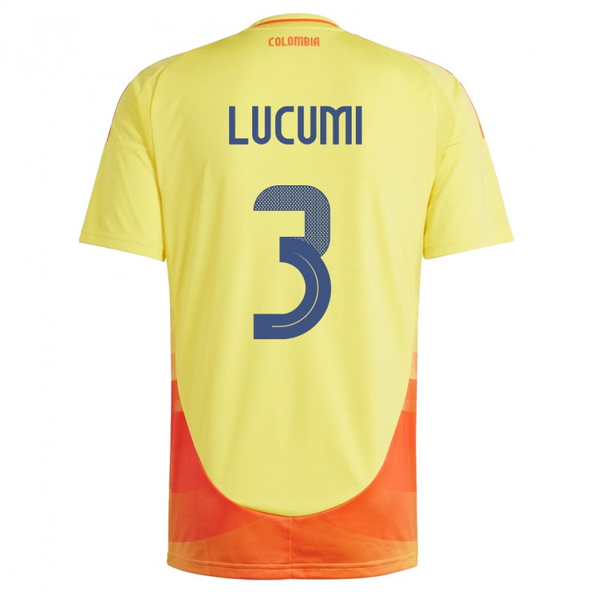 Hombre Camiseta Colombia Jhon Lucumí #3 Amarillo 1ª Equipación 24-26 La Camisa Chile