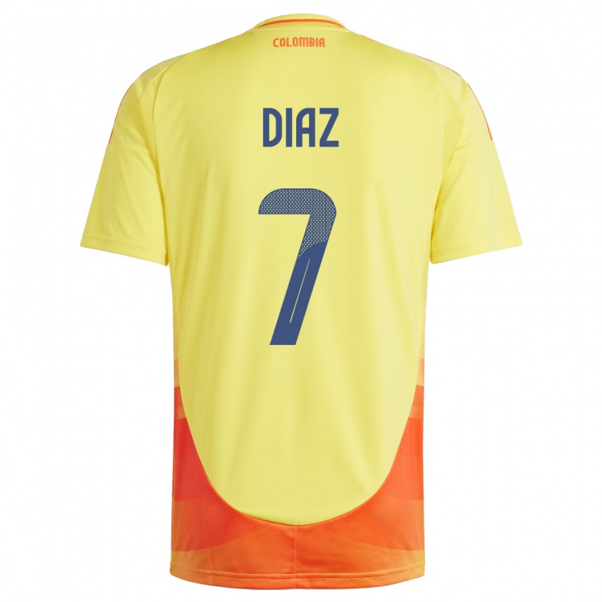 Hombre Camiseta Colombia Luis Díaz #7 Amarillo 1ª Equipación 24-26 La Camisa Chile