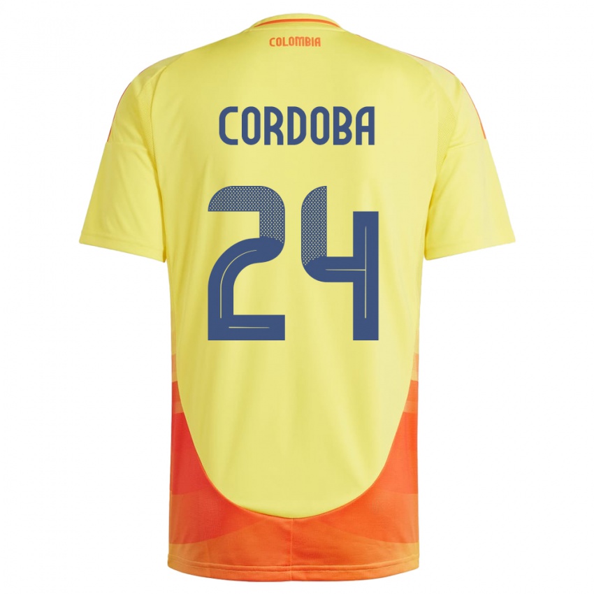 Hombre Camiseta Colombia Jhon Córdoba #24 Amarillo 1ª Equipación 24-26 La Camisa Chile