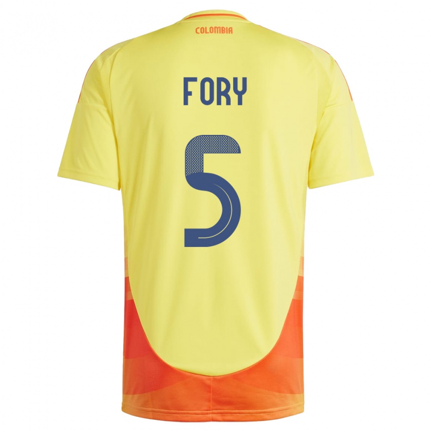 Hombre Camiseta Colombia Jimer Fory #5 Amarillo 1ª Equipación 24-26 La Camisa Chile