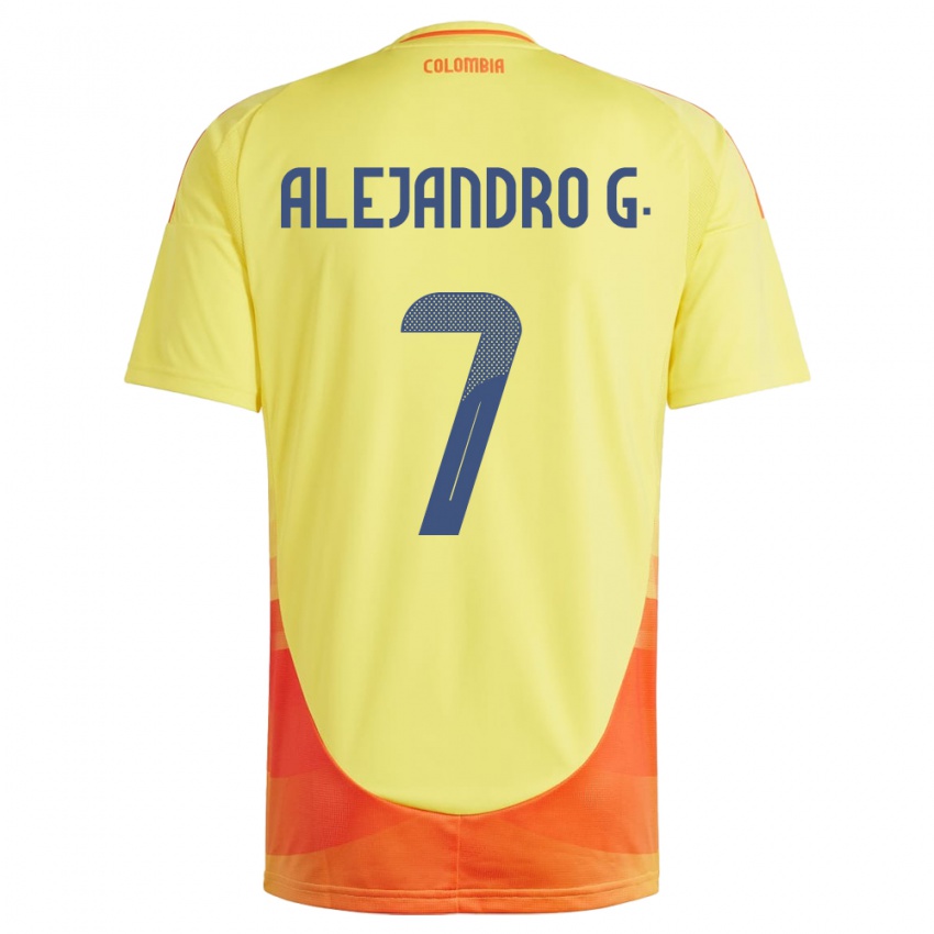 Hombre Camiseta Colombia Alejandro García #7 Amarillo 1ª Equipación 24-26 La Camisa Chile