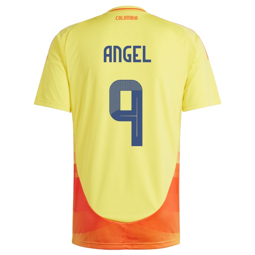 Hombre Camiseta Colombia Tomás Ángel #9 Amarillo 1ª Equipación 24-26 La Camisa Chile