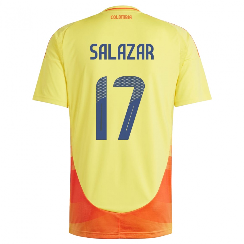 Hombre Camiseta Colombia Andrés Salazar #17 Amarillo 1ª Equipación 24-26 La Camisa Chile