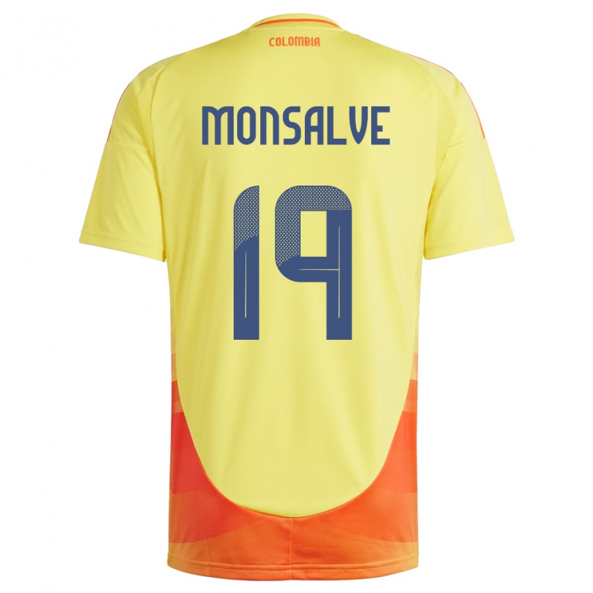 Hombre Camiseta Colombia Miguel Monsalve #19 Amarillo 1ª Equipación 24-26 La Camisa Chile