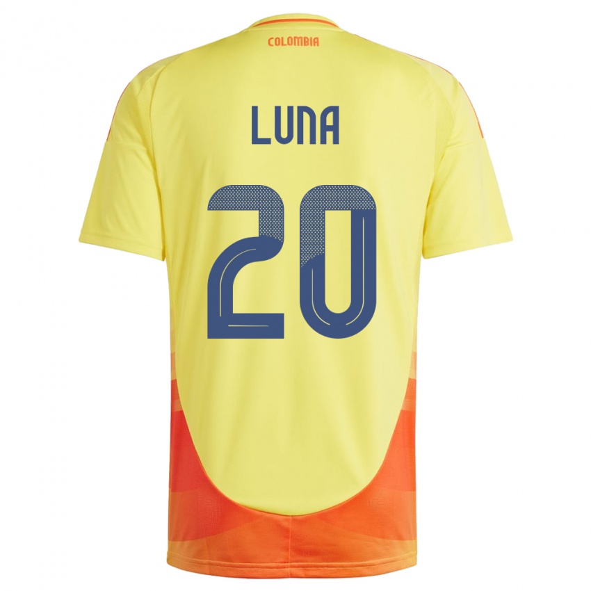 Hombre Camiseta Colombia Daniel Luna #20 Amarillo 1ª Equipación 24-26 La Camisa Chile