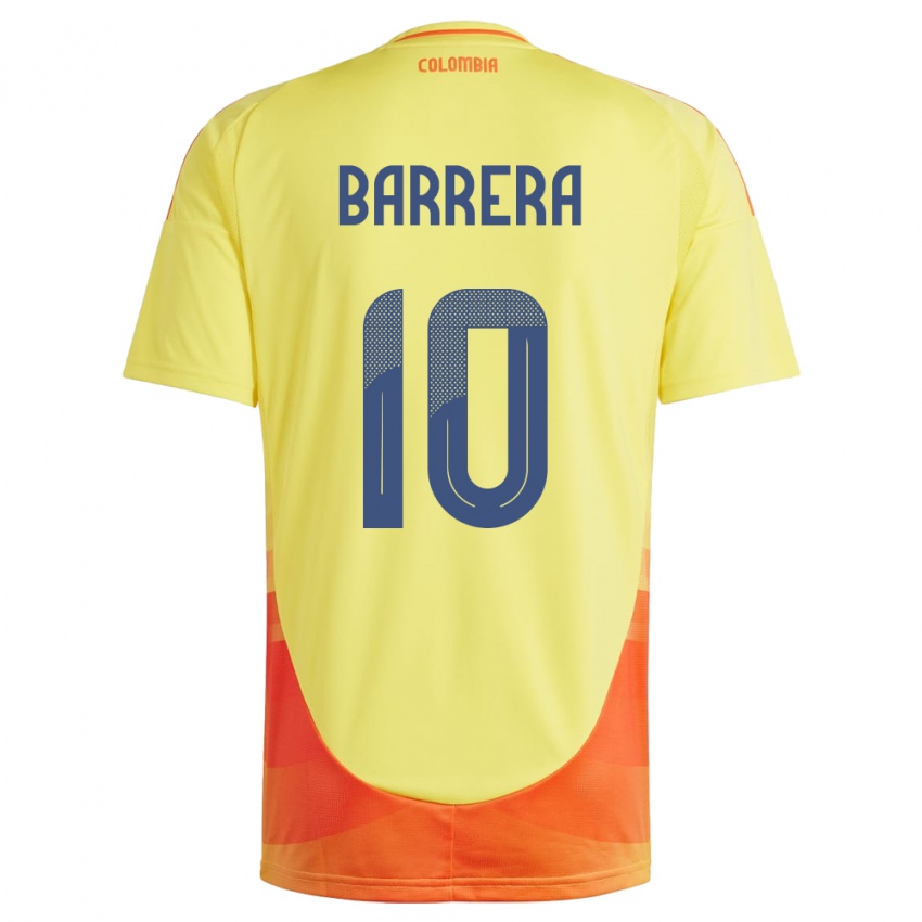 Hombre Camiseta Colombia Jordan Barrera #10 Amarillo 1ª Equipación 24-26 La Camisa Chile