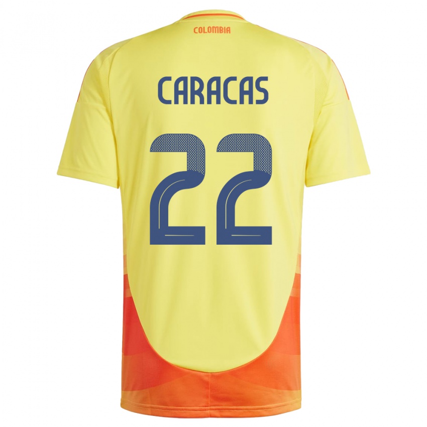 Hombre Camiseta Colombia Daniela Caracas #22 Amarillo 1ª Equipación 24-26 La Camisa Chile