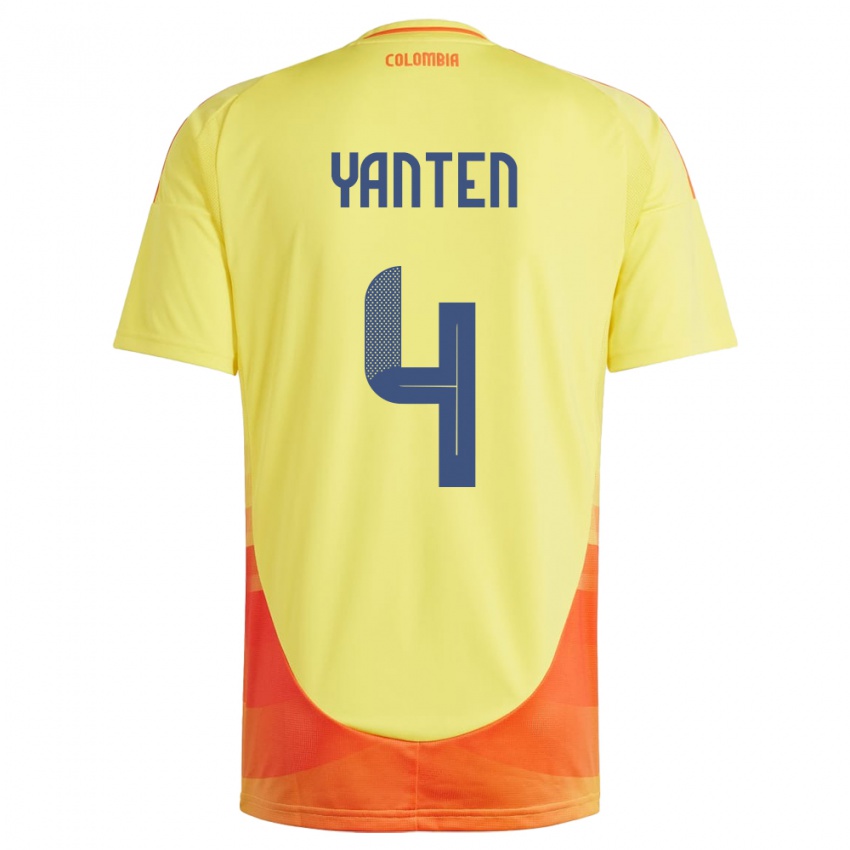 Hombre Camiseta Colombia Fabiana Yantén #4 Amarillo 1ª Equipación 24-26 La Camisa Chile