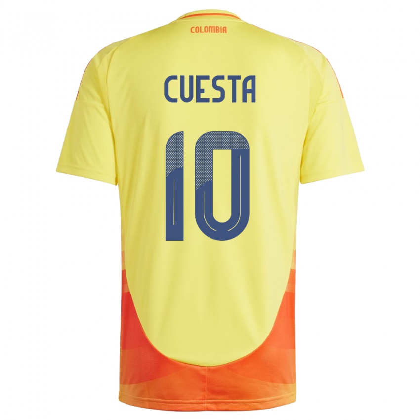 Hombre Camiseta Colombia Yisela Cuesta #10 Amarillo 1ª Equipación 24-26 La Camisa Chile