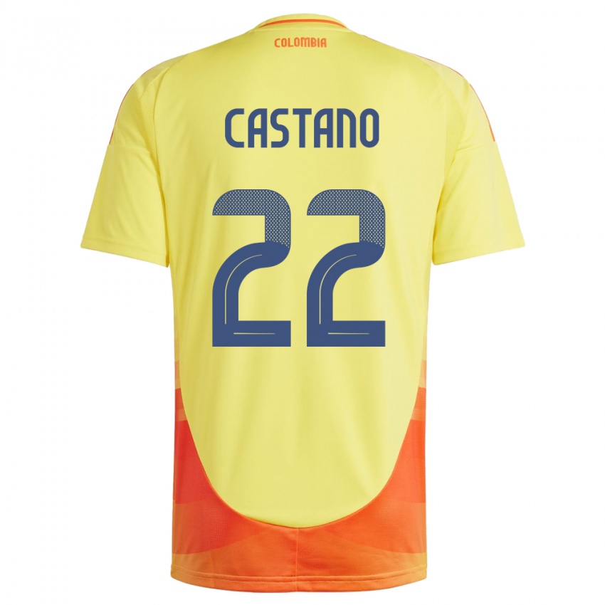 Hombre Camiseta Colombia Stefany Castaño #22 Amarillo 1ª Equipación 24-26 La Camisa Chile