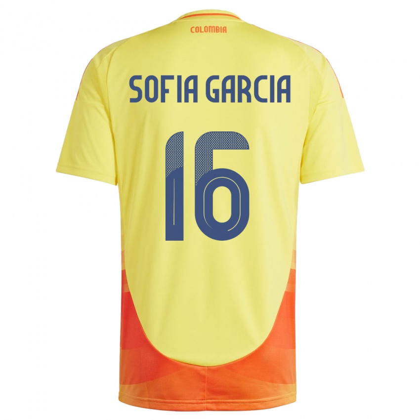 Hombre Camiseta Colombia Sofía García #16 Amarillo 1ª Equipación 24-26 La Camisa Chile