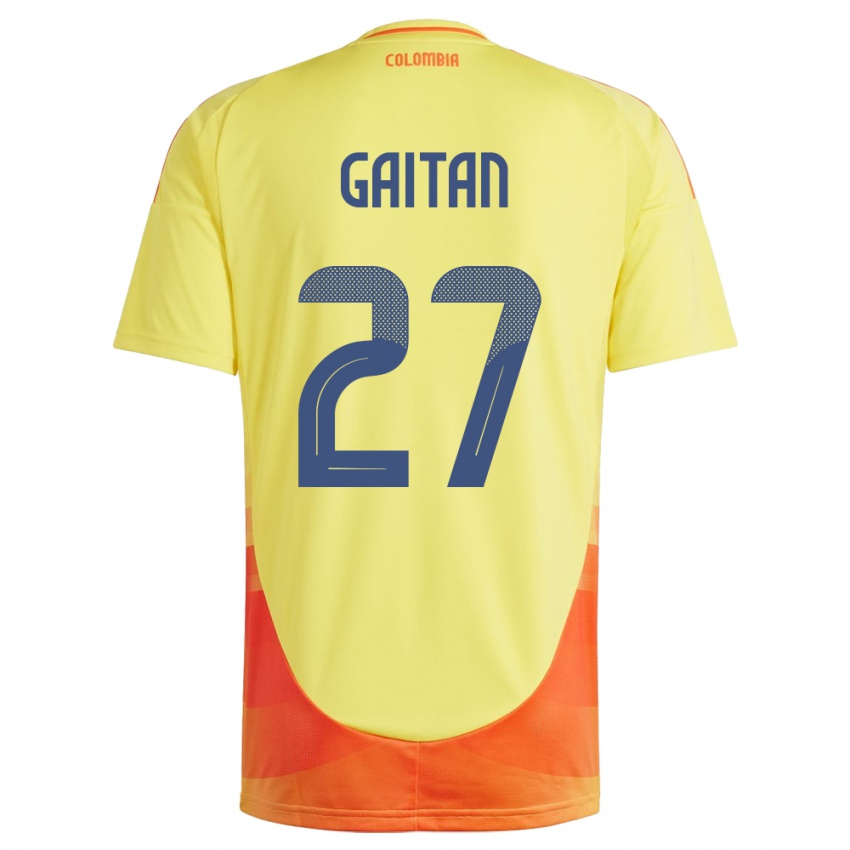 Hombre Camiseta Colombia Natalia Gaitán #27 Amarillo 1ª Equipación 24-26 La Camisa Chile